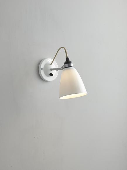 Original BTC Hector Medium Dome Switched Wall Light, White/Satin