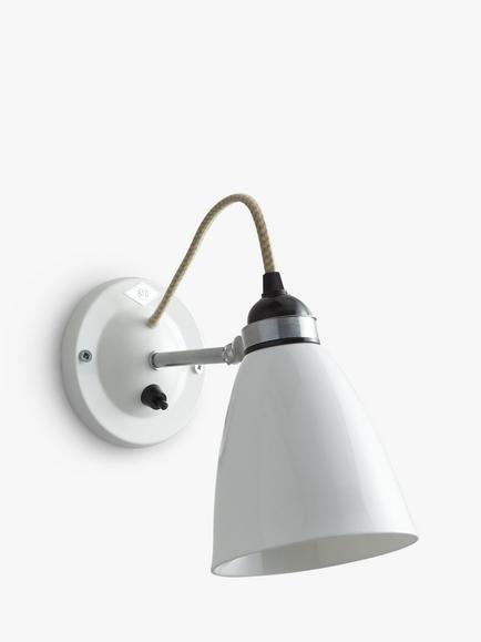 Original BTC Hector Medium Dome Switched Wall Light - view 2, White/Satin