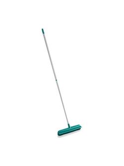 Leifheit Indoor/Outdoor Rubber Bristle Broom, Turquoise