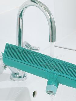 Leifheit Indoor/Outdoor Rubber Bristle Broom - view 2, Turquoise