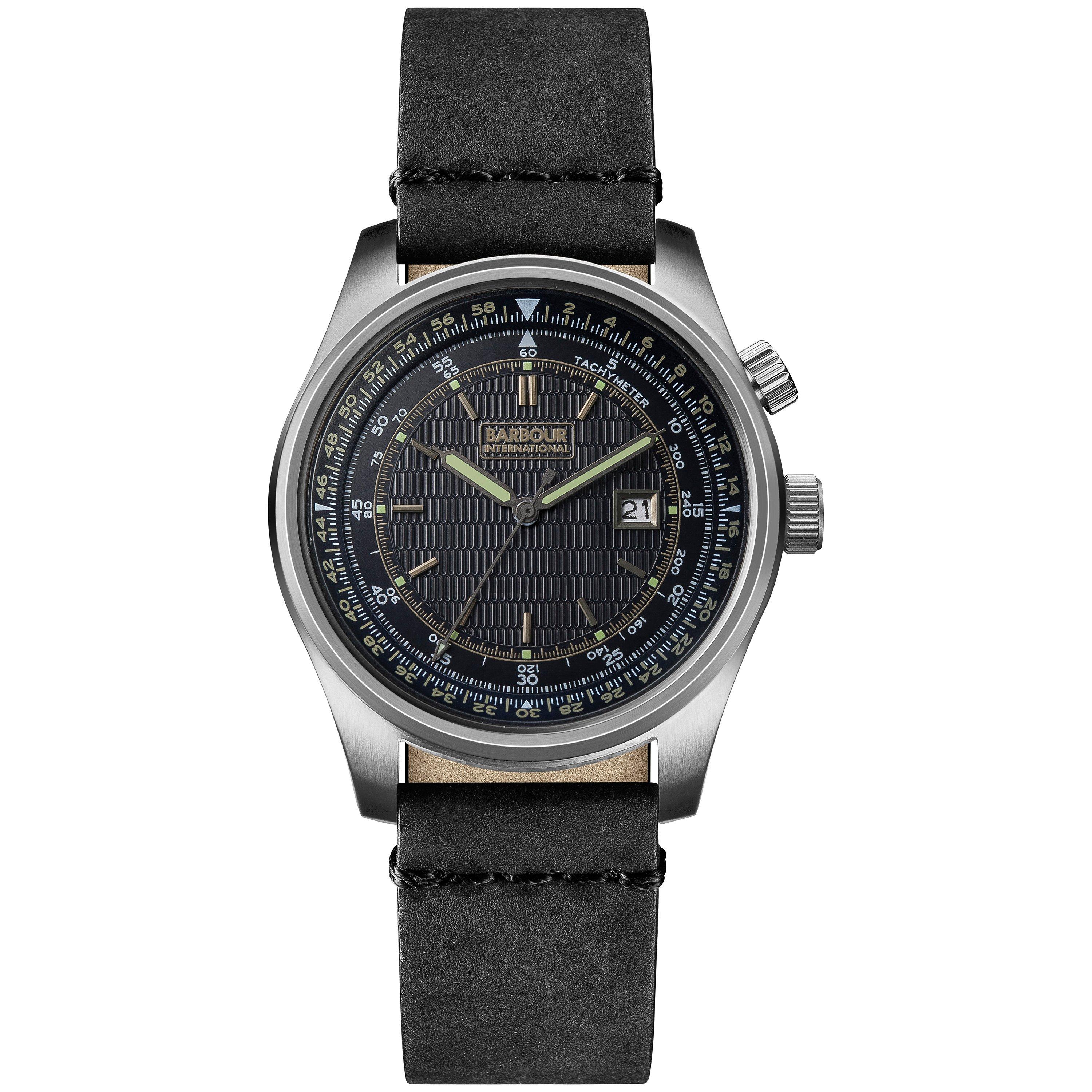 Barbour International BB038SLBK Men s Boldon Leather Strap Watch Black