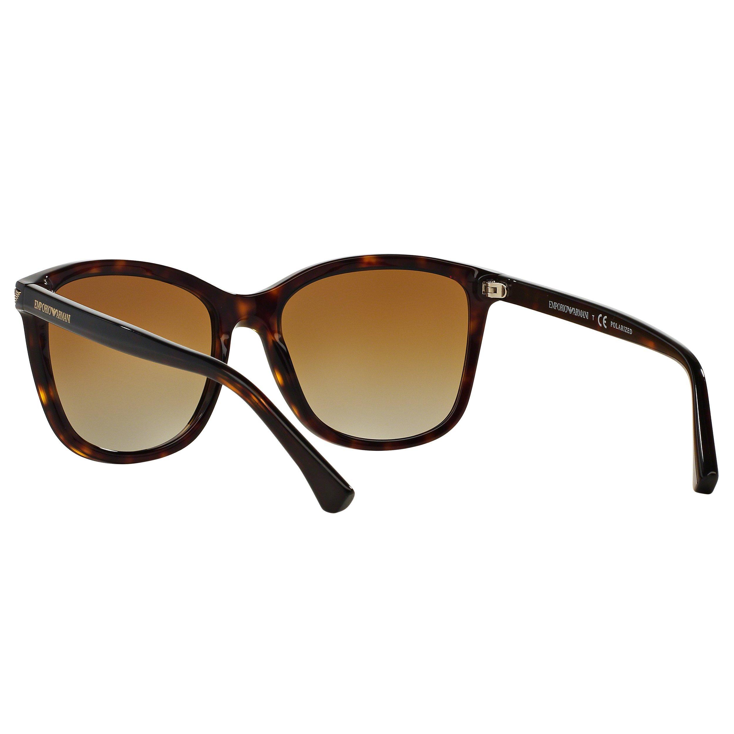 Product image 6 of 7, which shows Emporio Armani EA4060 Women's Polarised Square Sunglasses, Tortoise