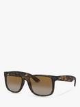 Ray-Ban RB4165 Justin Polarised Wayfarer Sunglasses, Brown