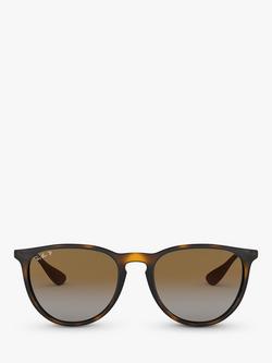 Ray-Ban RB4171 Women's Erika Polarised Oval Sunglasses - view 2, Tortoise/Brown Gradient