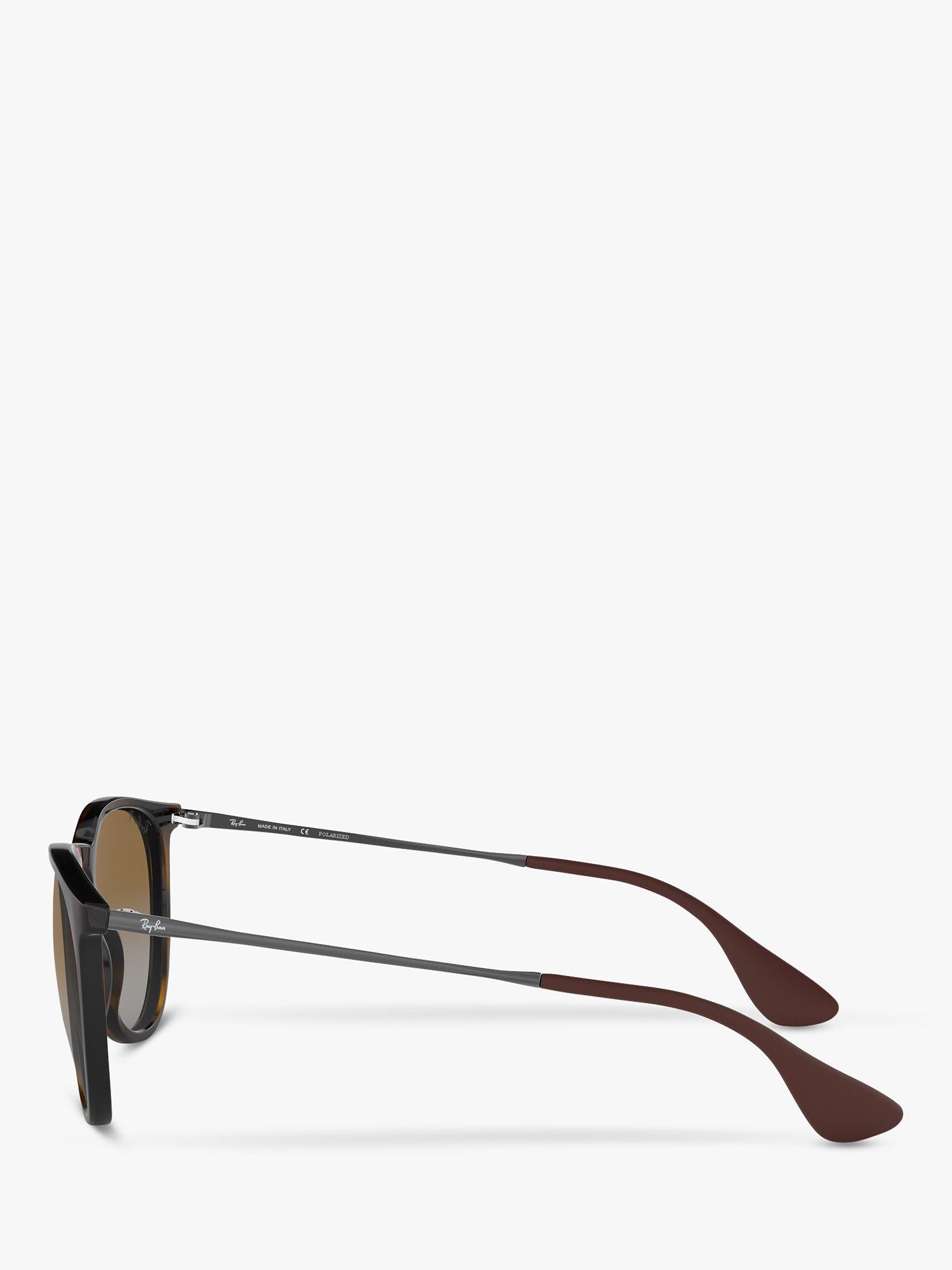 Product image 3 of 7, which shows Ray-Ban RB4171 Women's Erika Polarised Oval Sunglasses, Tortoise/Brown Gradient