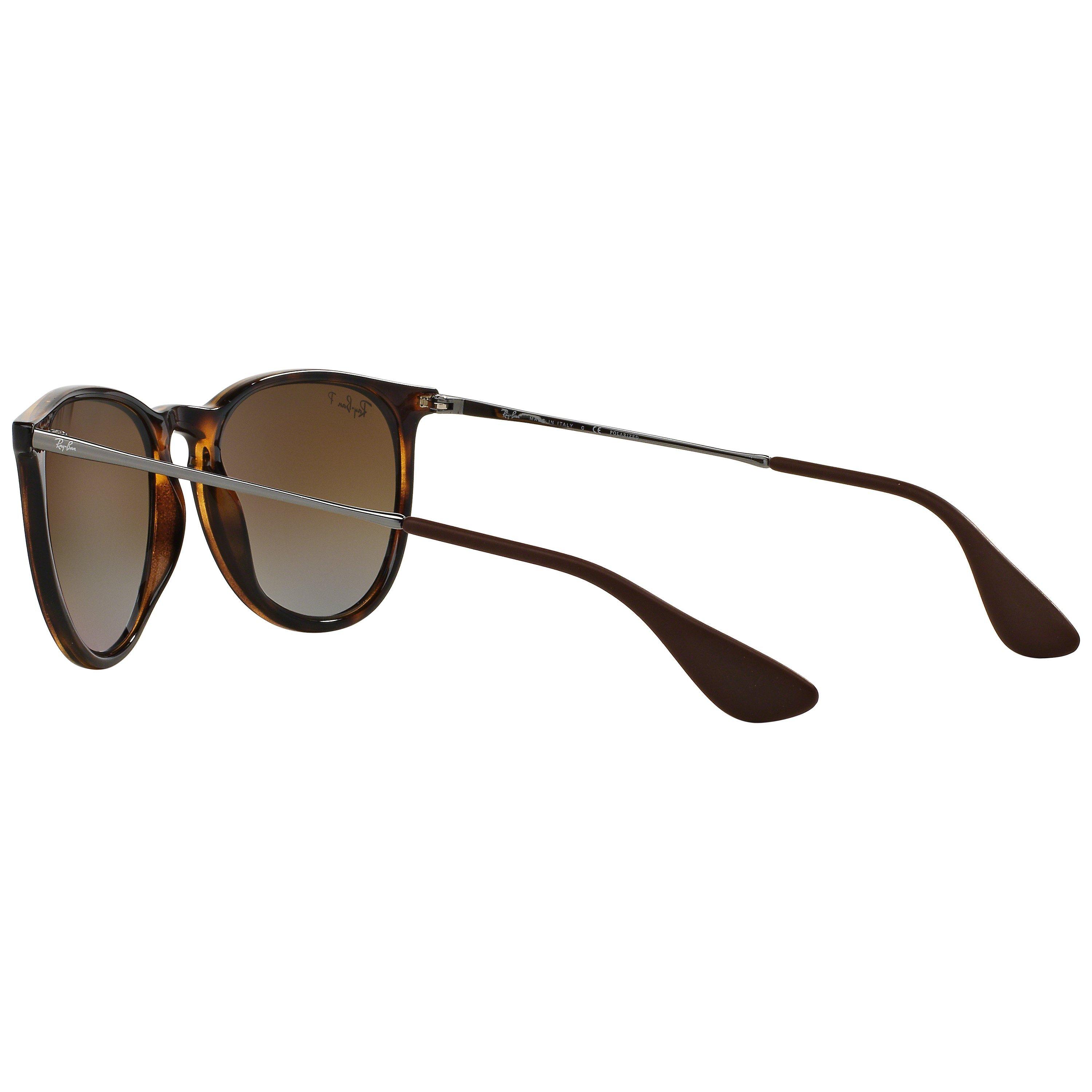 Product image 5 of 7, which shows Ray-Ban RB4171 Women's Erika Polarised Oval Sunglasses, Tortoise/Brown Gradient