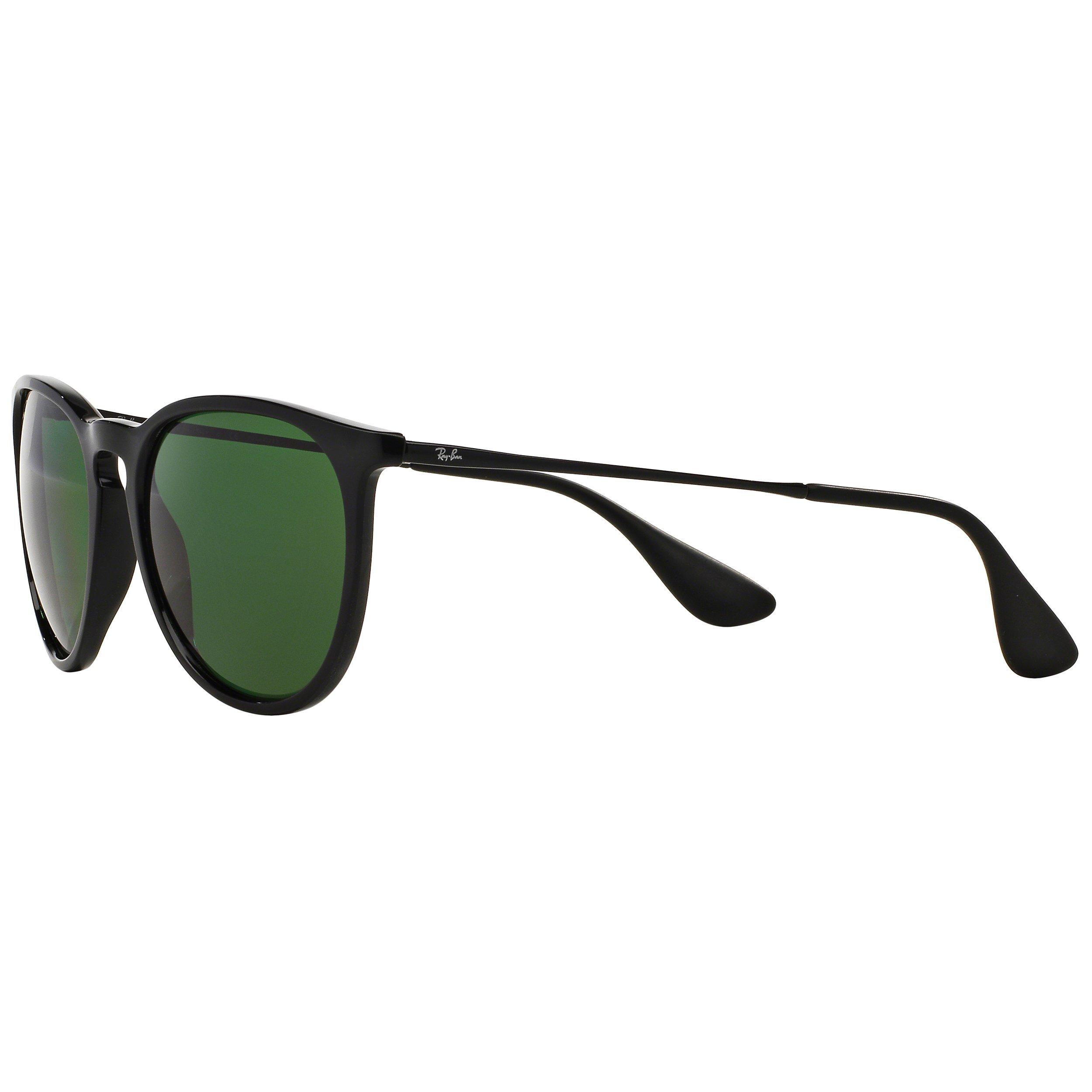 Ray-Ban RB4171 Women's Erika Polarised Oval Sunglasses, Black/Green