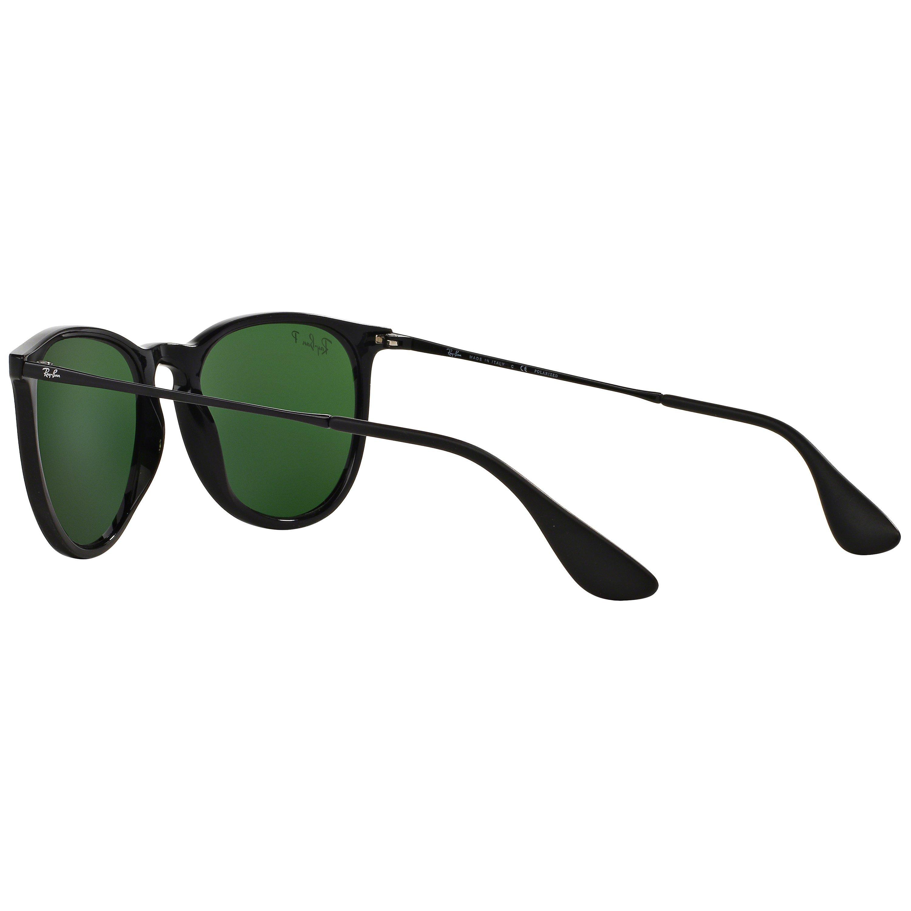 Ray-Ban RB4171 Women's Erika Polarised Oval Sunglasses, Black/Green