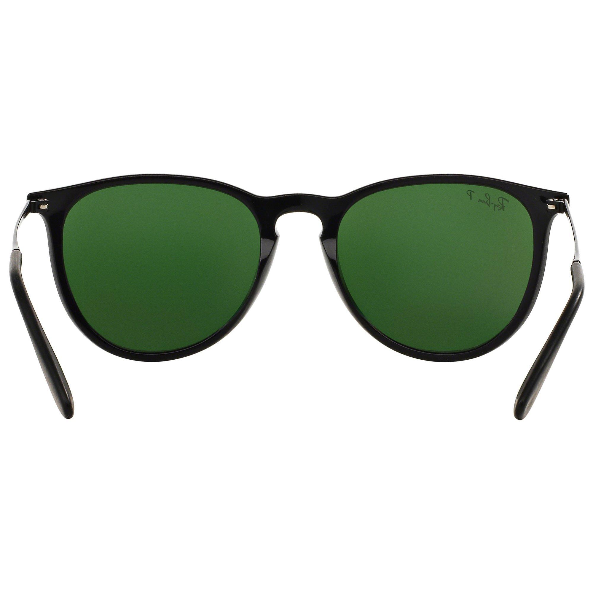 Ray-Ban RB4171 Women's Erika Polarised Oval Sunglasses, Black/Green