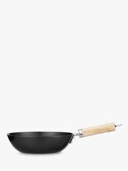 John Lewis Non Stick Carbon Steel Wok, 24cm, Black