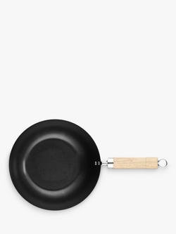 John Lewis Non Stick Carbon Steel Wok, 24cm - view 2, Black