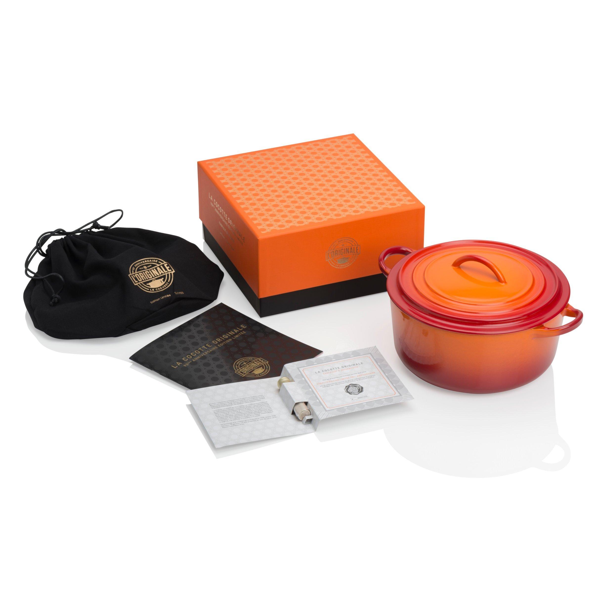 Le Creuset Limited Edition 90th Anniversary Cast Iron Cocotte, 22cm, Flame