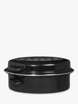 John Lewis Vitreous Enamel Non-Stick Self-Basting Roaster with Lid, Black