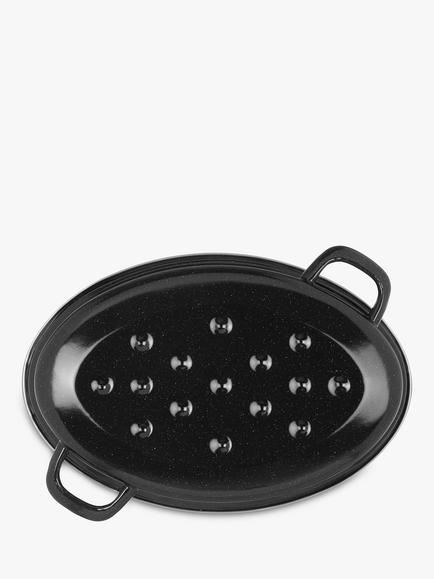 John Lewis Vitreous Enamel Non-Stick Self-Basting Roaster with Lid - view 2, Black
