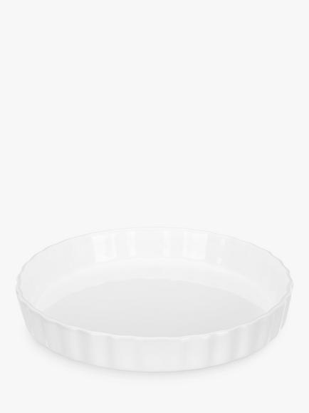 John Lewis Porcelain Round Flan Oven Dish, 26cm, White, White