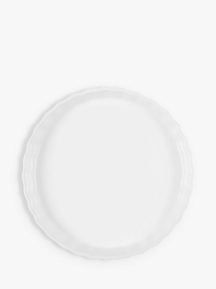 John Lewis Porcelain Round Flan Oven Dish, 26cm, White - view 2, White