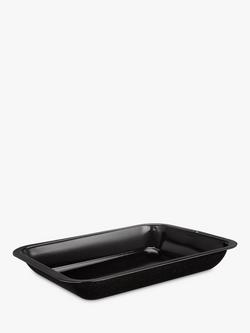 John Lewis Vitreous Enamel Rectangular Non-Stick Roaster Oven Dish, Large, L39cm, Black