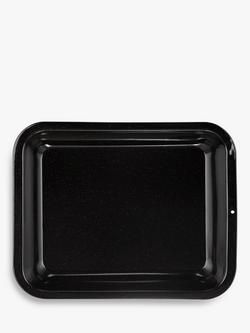 John Lewis Vitreous Enamel Rectangular Non-Stick Roaster Oven Dish, Large, L39cm - view 2, Black