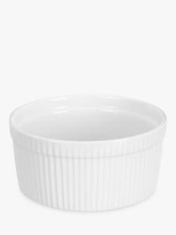 John Lewis Porcelain Round Soufflé Oven Dish, 17.5cm, White, White