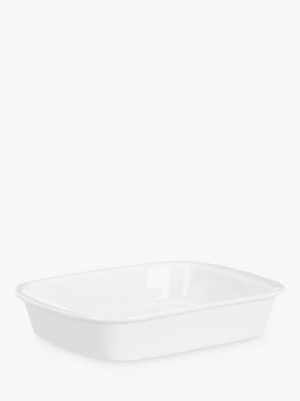 John Lewis Porcelain Rectangular Roaster Oven Dish, 26cm, White, White