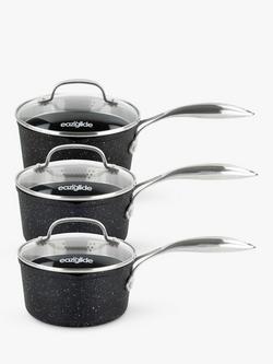 Eaziglide Neverstick2 Aluminium Non-Stick Saucepan Set with Lids, 3 Piece - view 2, Grey