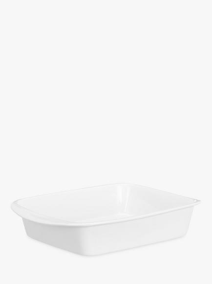 John Lewis Porcelain Round Roaster Oven Dish, L36cm, White, White