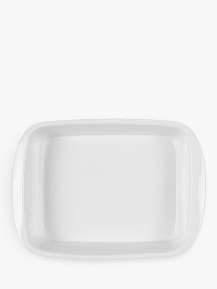 John Lewis Porcelain Round Roaster Oven Dish, L36cm, White - view 2, White