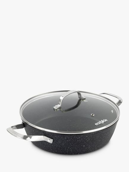 Eaziglide Neverstick2 Aluminium Non-Stick Shallow Casserole and Lid, 28cm, Grey