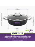 Eaziglide Neverstick2 Aluminium Non-Stick Shallow Casserole and Lid, 28cm