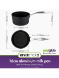 Eaziglide Neverstick2 Aluminium Non-Stick Milk Pan, 16cm