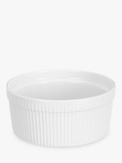 John Lewis Porcelain Round Soufflé Oven Dish, 19cm, White, White