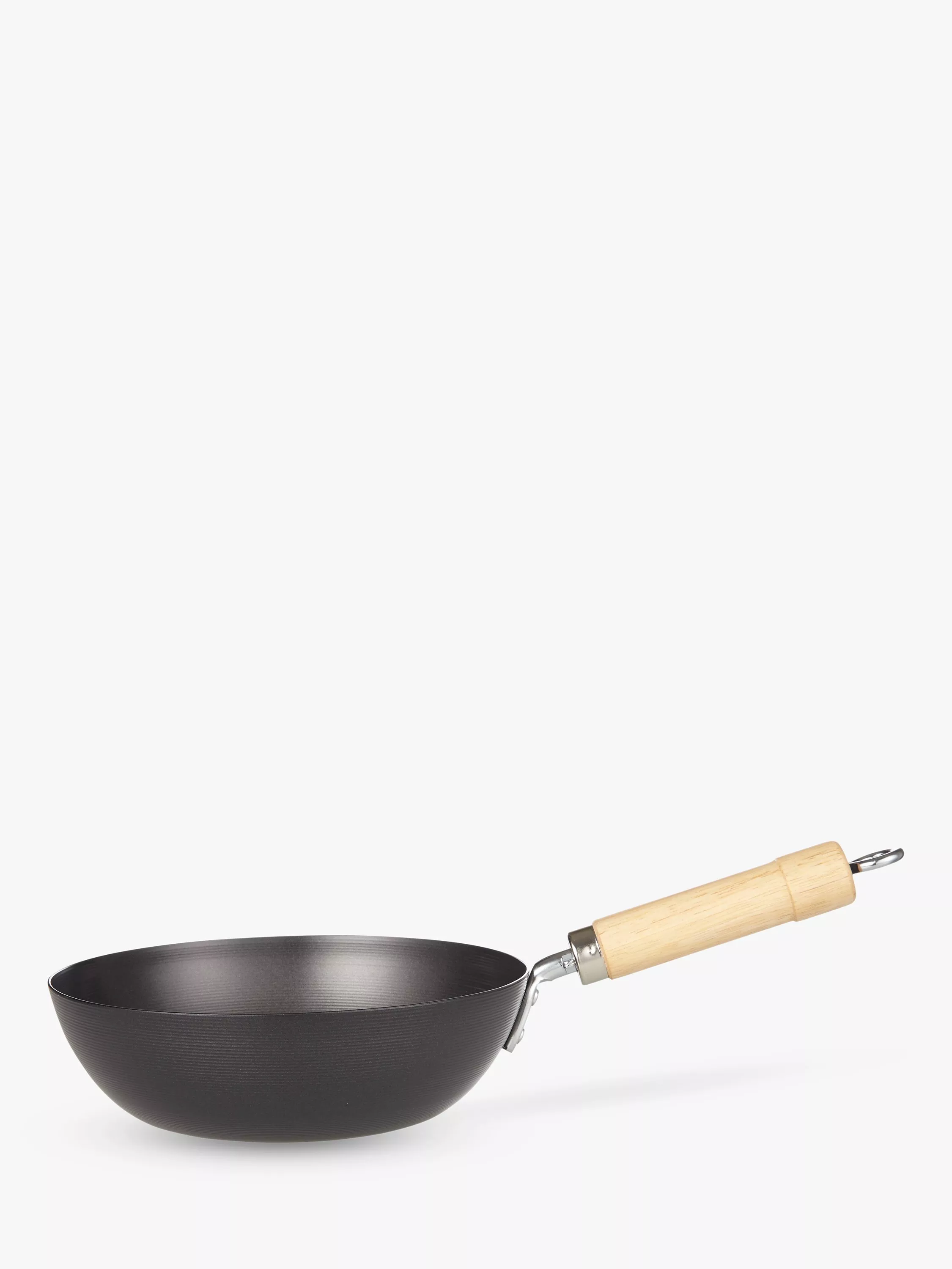 John Lewis Carbon Steel Non-Stick Wok with Wood Handle, 20cm