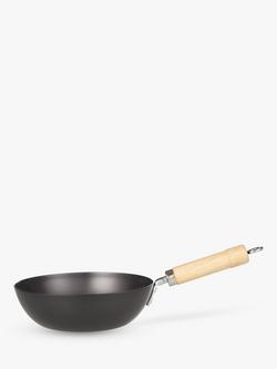 John Lewis Carbon Steel Non-Stick Wok with Wood Handle, 20cm, Black