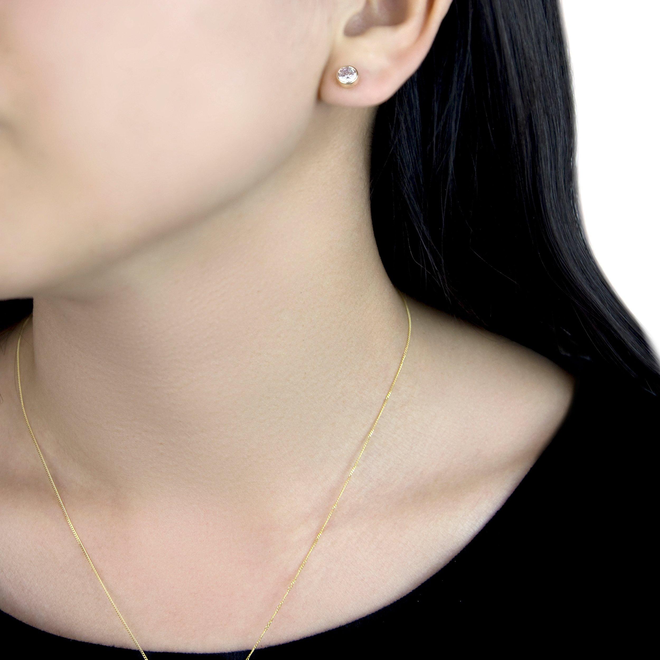 Product image 8 of 9, which shows IBB 9ct Yellow Gold Cubic Zirconia Pendant and Stud Earrings Set, Gold