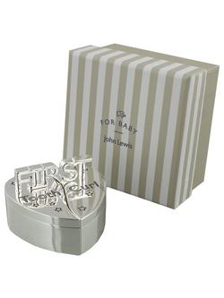 John Lewis 1st Tooth and Curl Heart Silver Plated Box, 