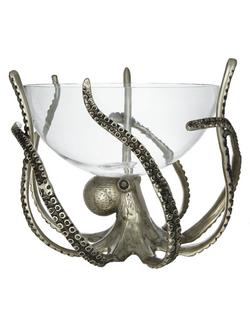 Culinary Concepts Octopus Stand and Glass Bowl, Silver