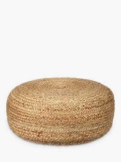 John Lewis Jute Pouffe, Natural, Natural