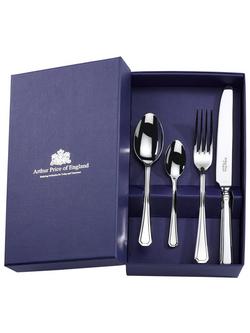 Arthur Price Grecian Stainless Steel Cutlery Set, 24 Piece/4 Place Settings - view 2, Silver
