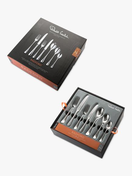 Robert Welch Radford Bright Stainless Steel Cutlery Set, 56 Piece/8 Place Settings - view 2, Stainless Steel