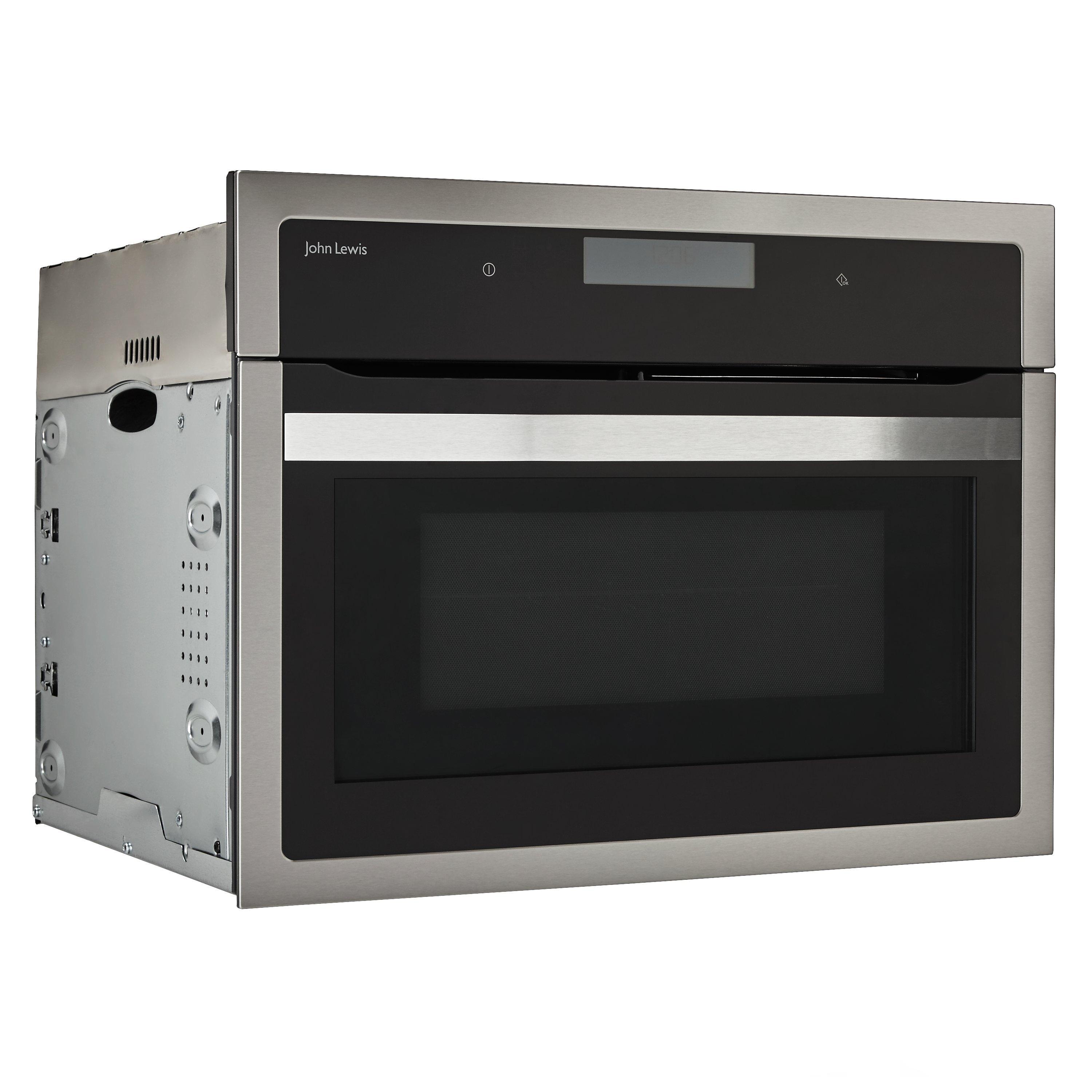 John Lewis & Partners JLBIC04 Built-in Combination Microwave, Black/Stainless Steel