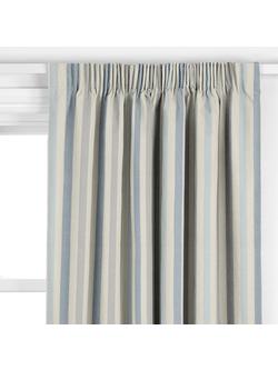 John Lewis Penzance Stripe Made to Measure Curtains or Roman Blind, Blue - view 2, Blue