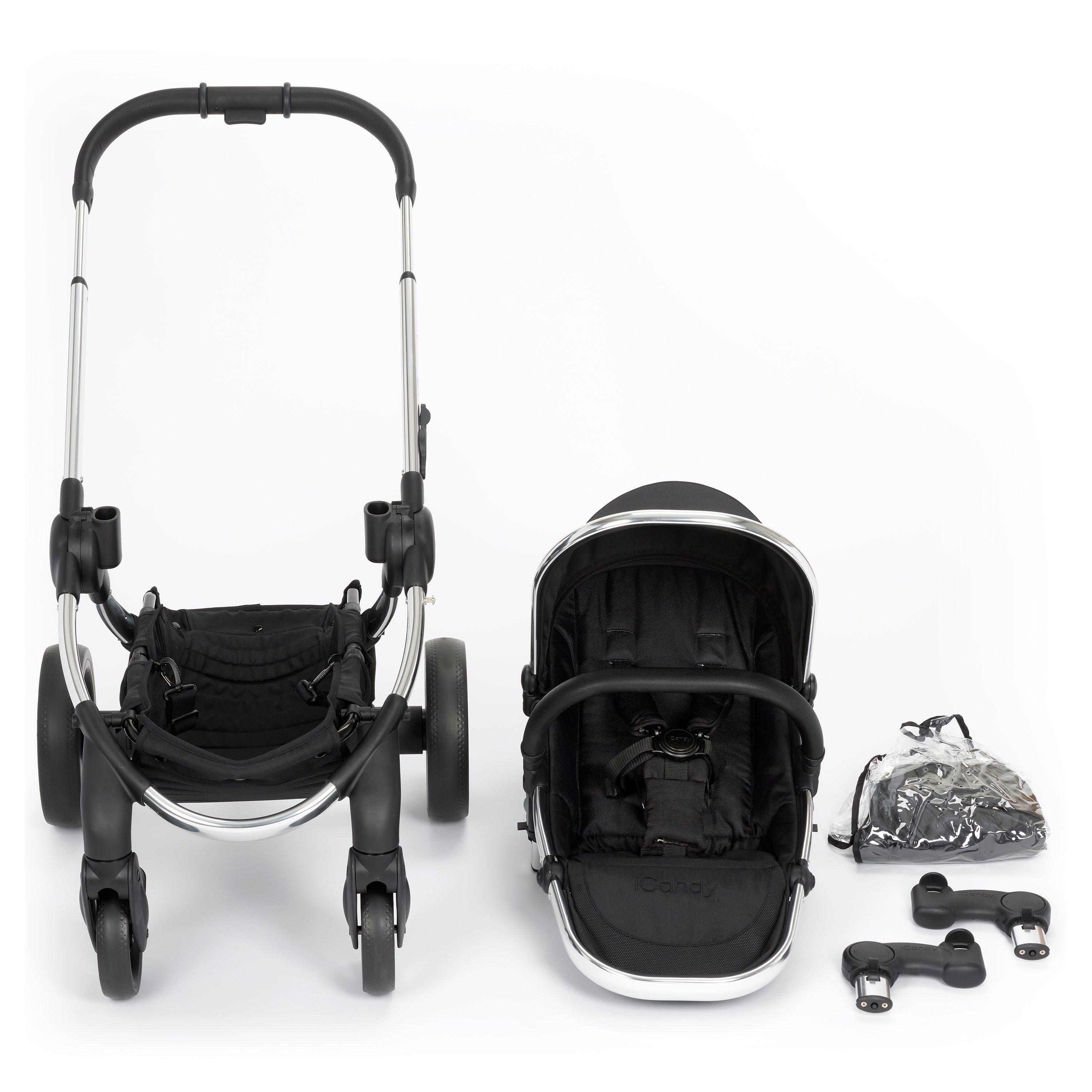 iCandy Peach Pushchair with Chrome Chassis Black Magic 2 Hood