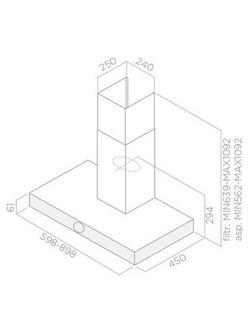 Elica Alpha 60cm Chimney Cooker Hood - view 2, Embossed Black