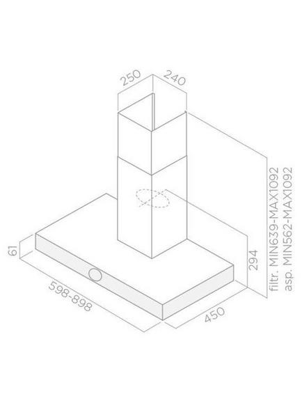 Elica Alpha 60cm Chimney Cooker Hood - view 2, Embossed Black