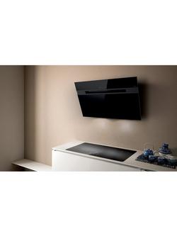 Elica Ascent LED 90cm Wall Mounted Chimney Cooker Hood, Black Glass