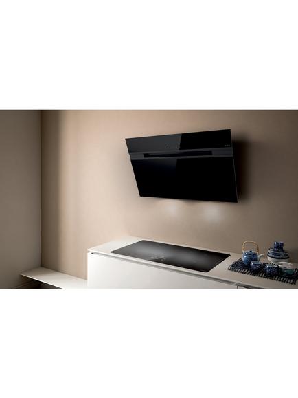 Elica Ascent LED 90cm Wall Mounted Chimney Cooker Hood, Black Glass