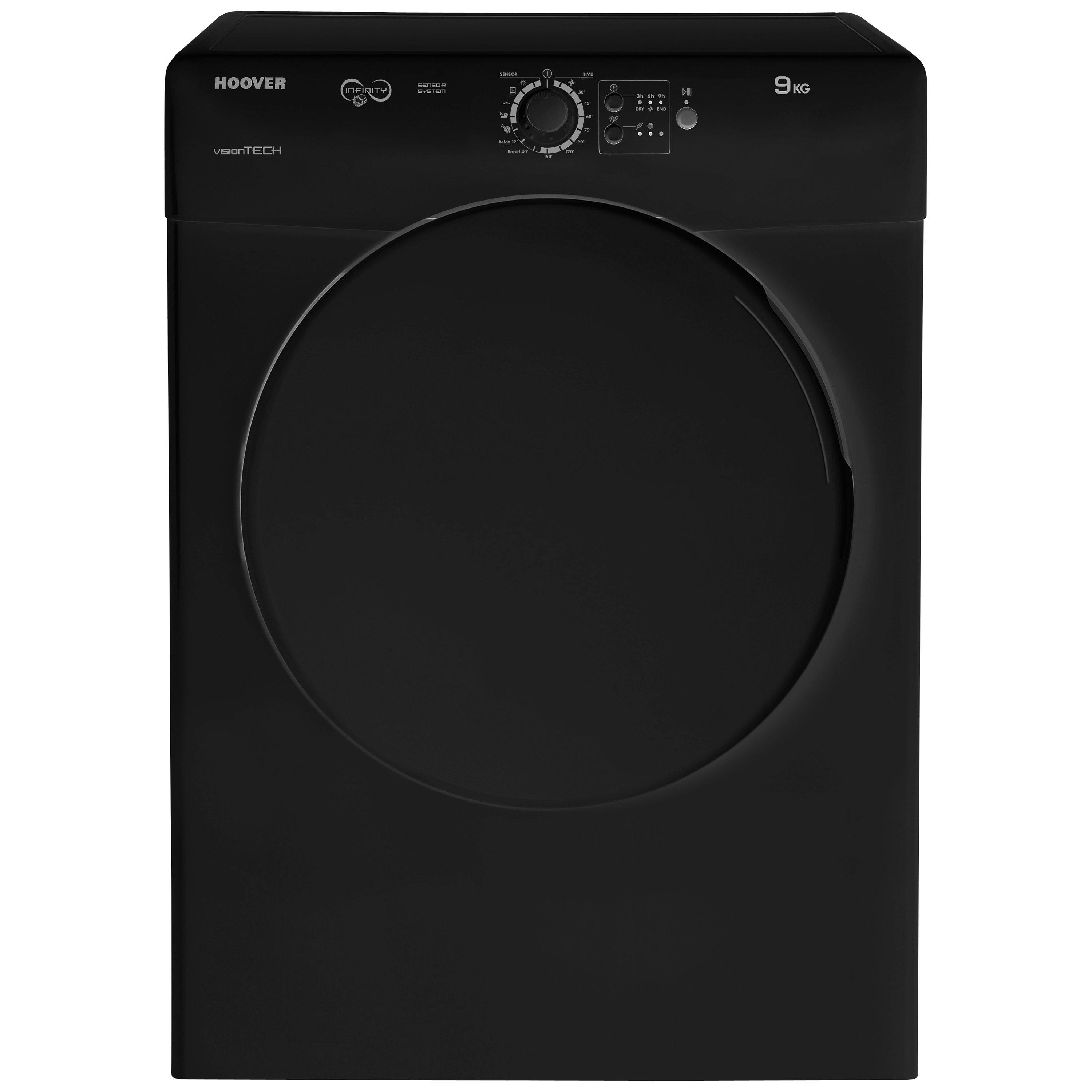 Hoover Vision Tech VTV590NCB Vented Tumble Dryer, C Energy Rating, 9kg Load, Black