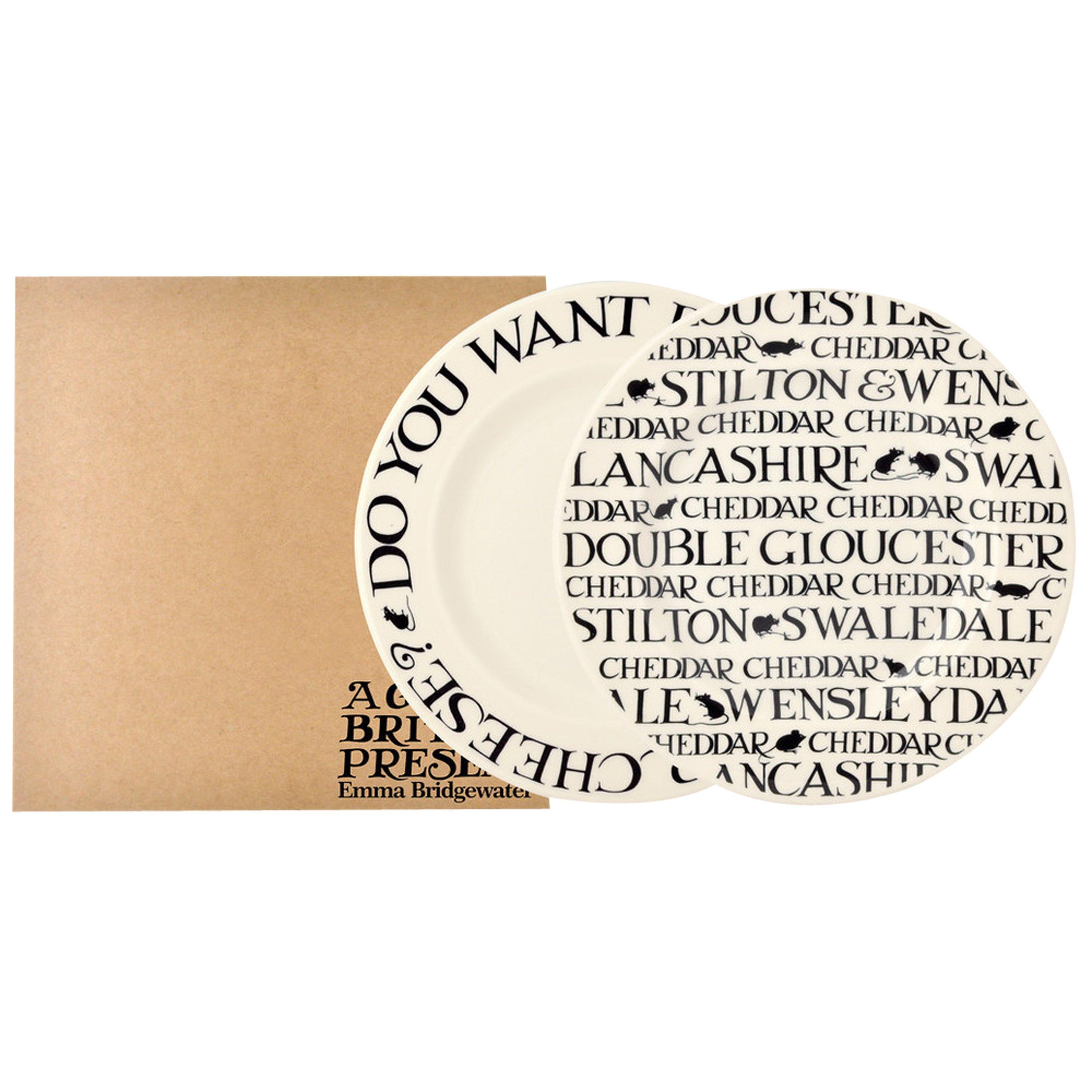 Emma Bridgewater Black Toast Cheese Plate, Set of 2, Black/White, Dia.16.5cm