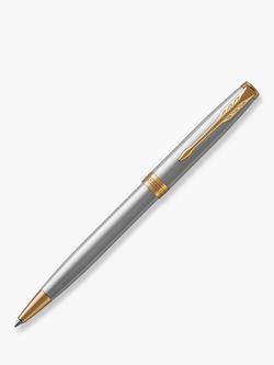 PARKER Sonnet Stainless Steel GT Ballpoint Pen, Silver/Gold, Silver
