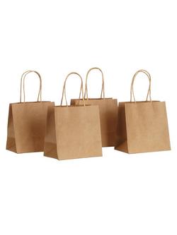 John Lewis Mini Paper Gift Bags, Pack of 4, Brown, Brown